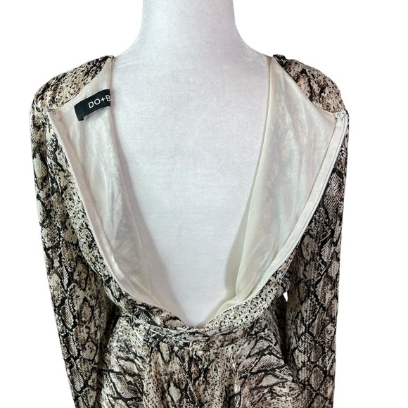 Do+Be Long Sleeve Surplice V Neck Snakeskin Print Ruffle Skirt Mini Dress NWT - Picture 7 of 16